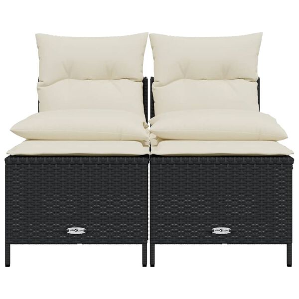 vidaXL 4-delige Loungeset met kussens poly rattan zwart