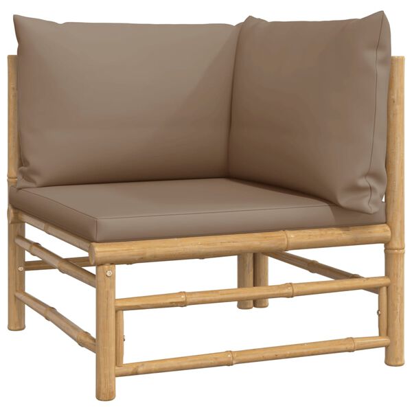 vidaXL 8-delige Loungeset met kussens bamboe taupe