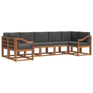 vidaXL Buiten bankenset met kussen 7 pcs Natuurlijk en Antraciet