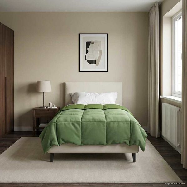 vidaXL Winter Dekbed Gekwilt Groen 155 x 200 cm Microfiber