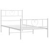 vidaXL Bedframe met hoofd- en voeteneinde metaal wit 75x190 cm