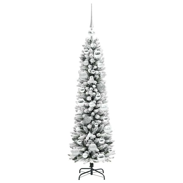 vidaXL Kunstkerstboom Groen en wit 120 cm PVC en Metaal en Plastic