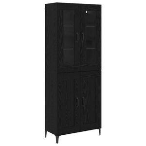 vidaXL Hoge kast Zwart Eiken 69,5 x 34 x 180 cm Bewerkt hout