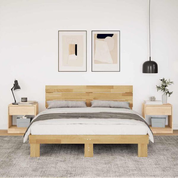 vidaXL Bedframe hoofdeinde zonder matras 140x190 cm massief hout eiken