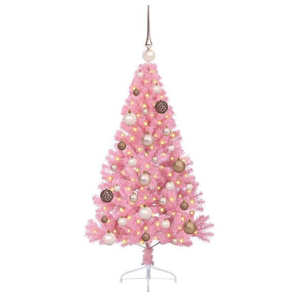 vidaXL Kunstmatig Voorverlicht Kerstboom met 150 LED Roze 120 cm PVC