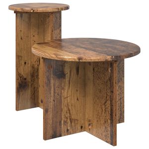 vidaXL Bijzettafelset 2 st Oud hout &Oslash; 45 x 35 cm Bewerkt hout