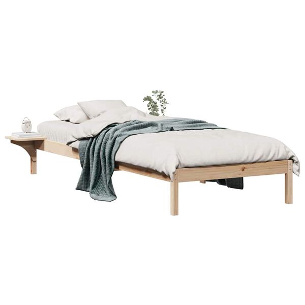 vidaXL Bedframe met Zijtafels Naturel 90 x 210 cm Massief grenenhout