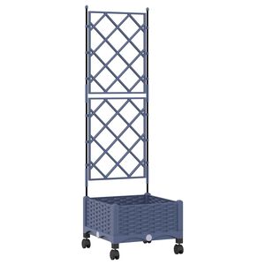 vidaXL Tuinplantbak met schutting en wielen Grijs 40 x 40 x 131,5 cm