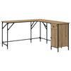 vidaXL Bureau Artisan Eiken Bewerkt hout 141 x 141 x 75 cm