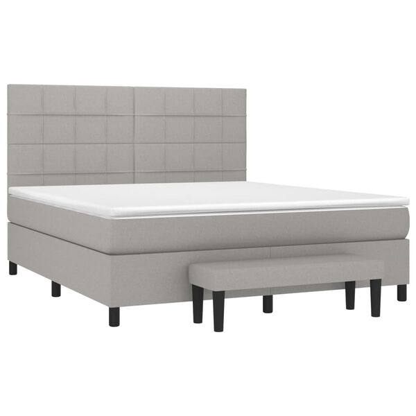vidaXL Boxspring met matras stof lichtgrijs 180x200 cm
