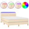 vidaXL Boxspring met matras en LED stof cr&egrave;mekleurig 140x200 cm
