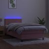 vidaXL Boxspring met matras en LED fluweel roze 90x200 cm