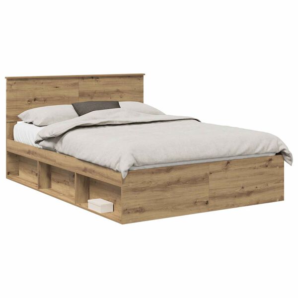 vidaXL Bedframe Ambachtelijk eiken 160 x 200 cm Bewerkt hout