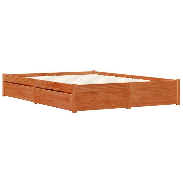 vidaXL Bedframe met lade Wasbruin 150 x 200 cm Massief Vurenhout