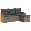 vidaXL 4-delige Loungeset met kussens poly rattan grijs