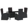 vidaXL Tuin eettafelset met kussen 5 pcs Zwart poly rattan