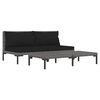 vidaXL 3-delige Loungeset halfrond poly rattan donkergrijs