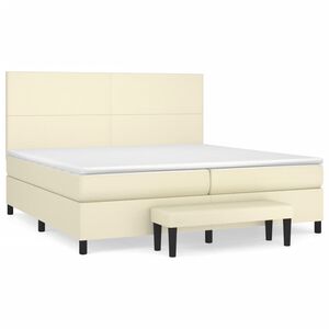vidaXL Boxspring met matras kunstleer cr&egrave;mekleurig 200x200 cm