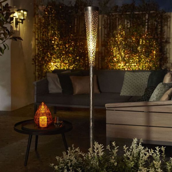 Luxform Tuinfakkellamp Plymouth solar LED grijs