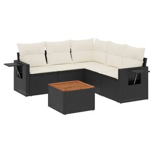 vidaXL 6-delige Loungeset met kussens poly rattan zwart