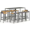 vidaXL 11-delige Tuinbarset poly rattan en massief acaciahout grijs