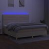 vidaXL Boxspring met matras en LED stof cr&egrave;mekleurig 200x200 cm