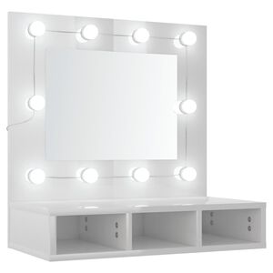 vidaXL Spiegelkast met LED-verlichting 60x31,5x62 cm hoogglans wit
