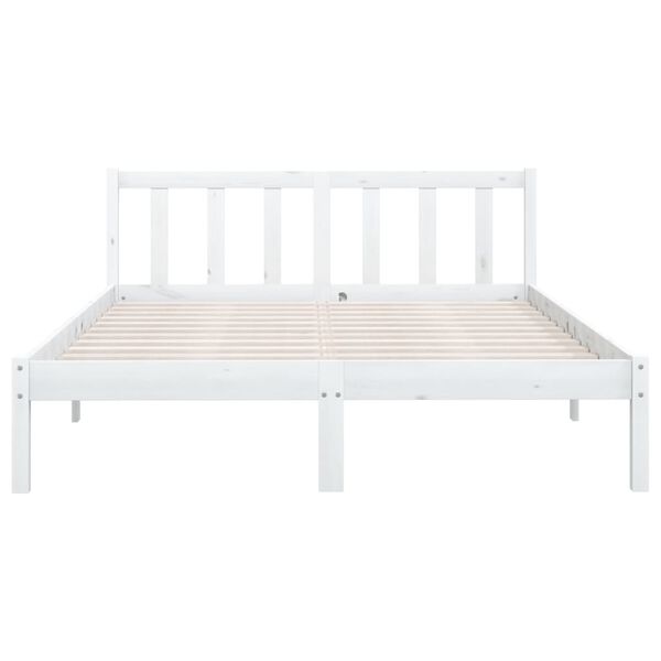vidaXL Bedframe massief grenenhout wit 150x200 cm
