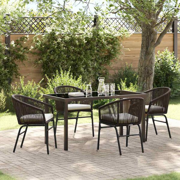 vidaXL Tuin eettafelset 5 pcs Bruin Gepoedercoat staal