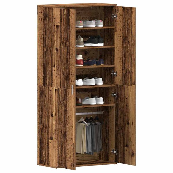 vidaXL Schoenenkast met plank Oudhout 80 x 39 x 178 cm Bewerkt hout