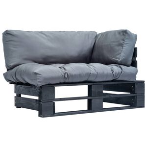 vidaXL Tuinbank pallet met grijze kussens grenenhout