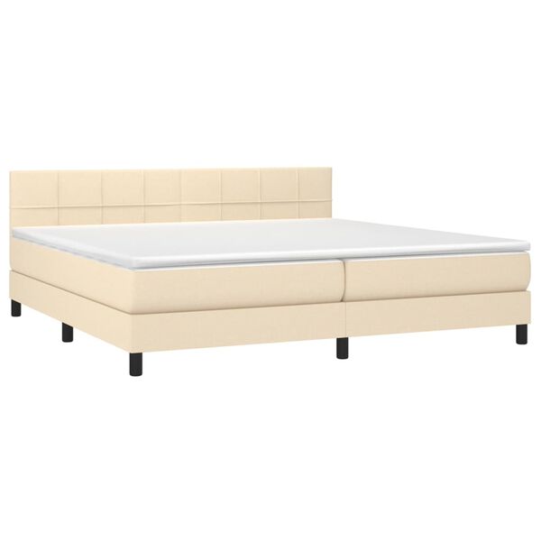 vidaXL Boxspring met matras en LED stof cr&egrave;mekleurig 200x200 cm