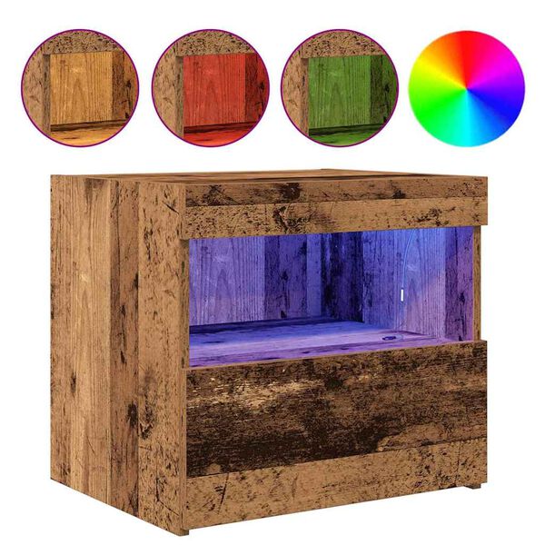 vidaXL Nachtkastje met lade 2 pcs Oudhout 50 x 40 x 45 cm Bewerkt hout
