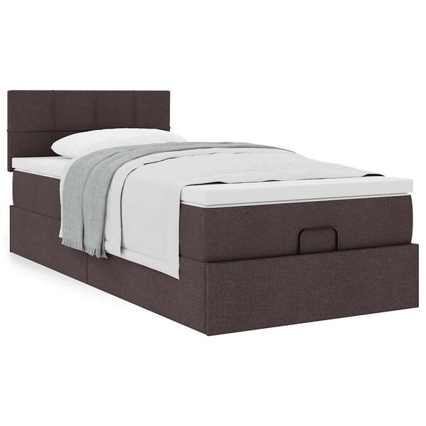 vidaXL Ottoman bed met matras 90x190cm stof donkerbruin