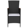 vidaXL 5-delige Tuinset met kussens poly rattan zwart