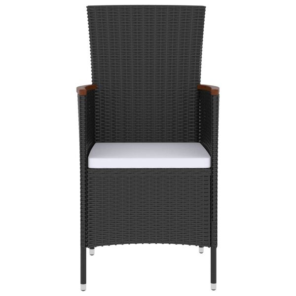 vidaXL 5-delige Tuinset met kussens poly rattan zwart