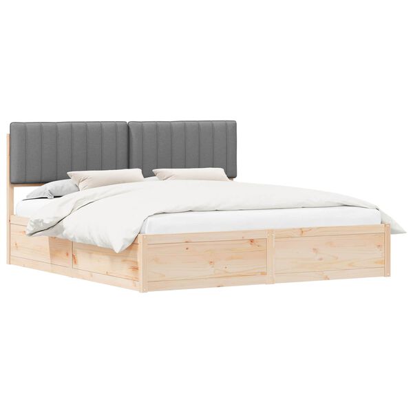 vidaXL Bedframe met Gevoerd Hoofdgedeelte Lichtgrijs 180 x 200 cm