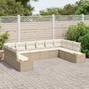 vidaXL Tuinbankenset met kussen 10 pcs Beige en Cr&egrave;me Polyrattan