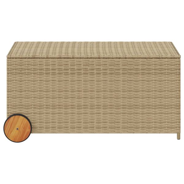 vidaXL Tuinbox met wielen 190 L poly rattan gemengd beige