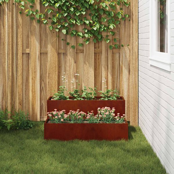 vidaXL Tuin Bloempot Roestig 100 x 60 x 45 cm Cortenstaal
