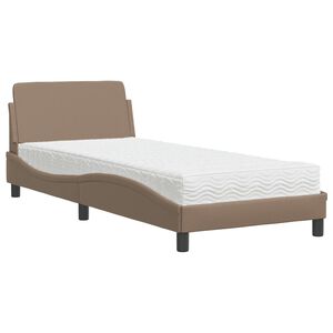 vidaXL Bed met matras "Dover" kunstleer cappuccinokleurig 90x190 cm