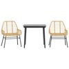 vidaXL 3-delige Tuinset poly rattan glas bruin