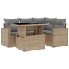 vidaXL 5-delige Loungeset met kussens poly rattan beige