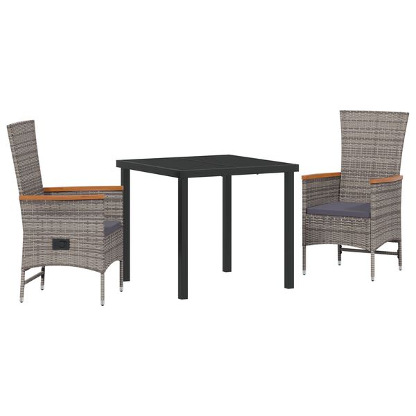 vidaXL Tuin eettafelset met kussen 5 pcs Grijs Gepoedercoat staal