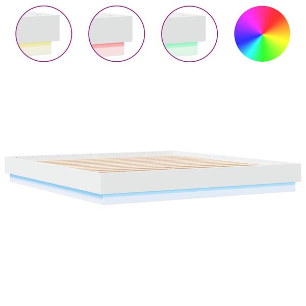 vidaXL Bedframe met LED-verlichting wit 180x200 cm