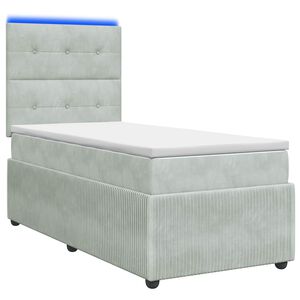 vidaXL LED Boxspring Bed met Matras Lichtgrijs 90 x 190 cm Fluweel