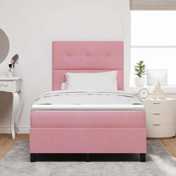 vidaXL LED Box Spring Bed met matras Roze 120 x 200 cm Stof