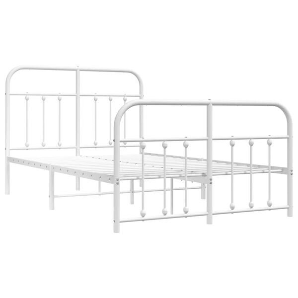 vidaXL Bedframe met hoofd- en voeteneinde metaal wit 120 x 190 cm