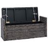 vidaXL Opslagbank met kussen Zwart gewassen 110 x 40 x 50 cm Rattan