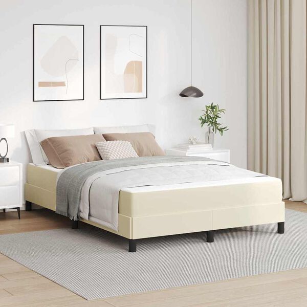 vidaXL Bedframe met matras Crème 140 x 190 cm Stof